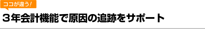 ３年会計機能で原因の追跡をサポート