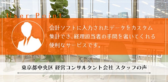 会計ソフトに入力されたデータをカスタム集計でき、経理担当者の手間を省いてくれる便利なサービスです。