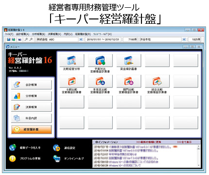 画面：経営者専用財務管理ツール「キーパー経営羅針盤」